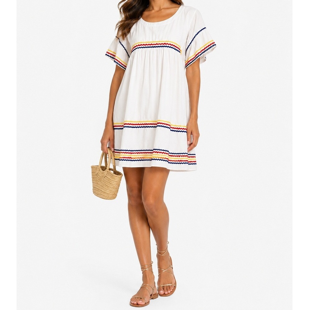 Lisa Marie Fernandez Rickrack Mini Dress White Resort Size 1/US 2-4